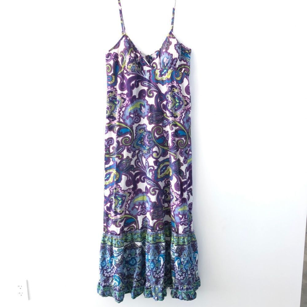 Confess Bohemian Paisley Spaghetti Strap Maxi Dress in Purple